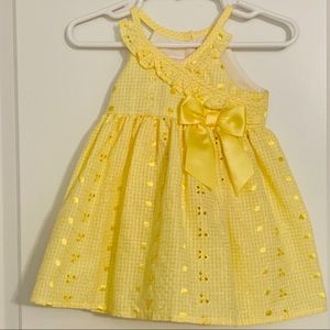 Bonnie Baby Yellow Eyelet Gingham Dress Sz 6-9m